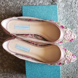 Betsey Johnson Blue - Bird Flats, Floral